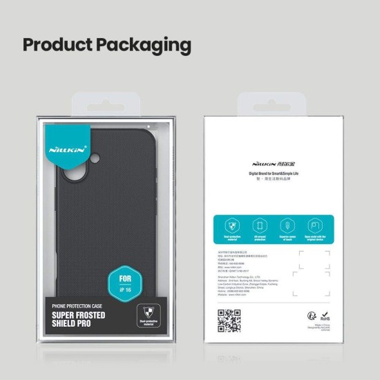 Husa Nillkin Super Frosted PRO pentru Apple iPhone 16, Neagra (Bakr, 57983122111) by www.silkase.ro