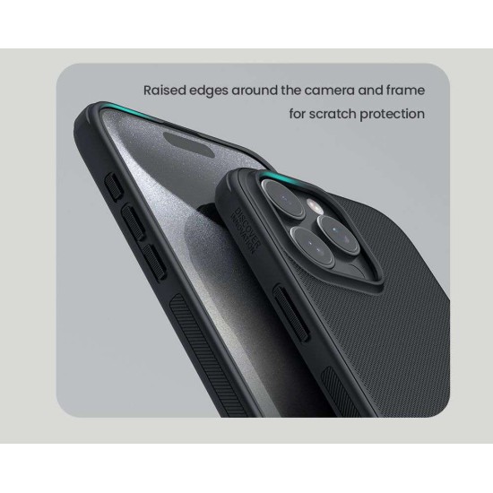 Husa Nillkin Super Frosted PRO pentru Apple iPhone 16 Pro, Neagra (Bakr, 57983122115) by www.silkase.ro