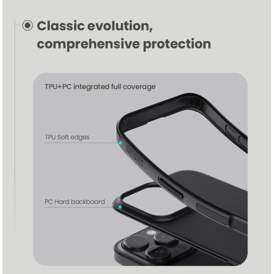 Husa Nillkin Super Frosted PRO pentru Apple iPhone 16 Pro Max, Neagra (Bakr, 57983122118) by www.silkase.ro