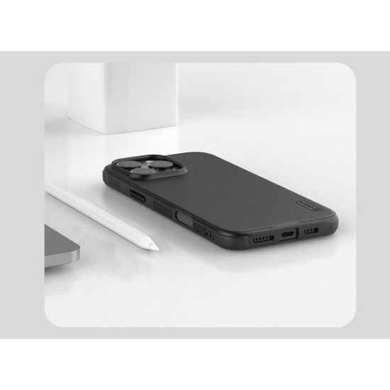 Husa Nillkin Super Frosted PRO pentru Apple iPhone 16 Pro Max, Neagra (Bakr, 57983122118) by www.silkase.ro