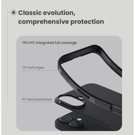 Husa Nillkin Super Frosted PRO Magnetic pentru Apple iPhone 16, Black (Bakr, 57983122121) by www.silkase.ro