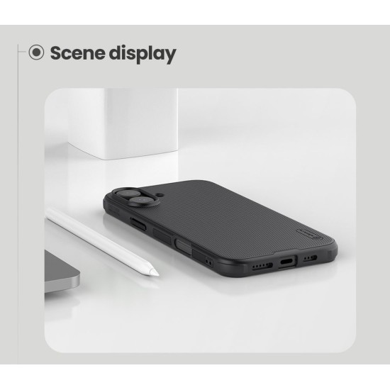 Husa Nillkin Super Frosted PRO Magnetic pentru Apple iPhone 16, Black (Bakr, 57983122121) by www.silkase.ro