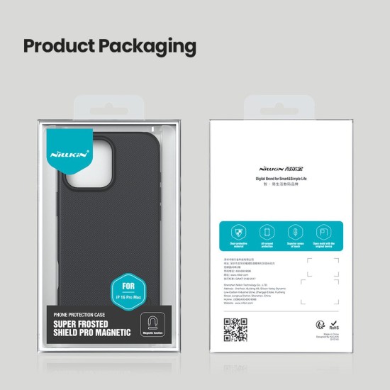 Husa Nillkin Super Frosted PRO Magnetic pentru Apple iPhone 16 Pro Max, Black (Bakr, 57983122126) by www.silkase.ro