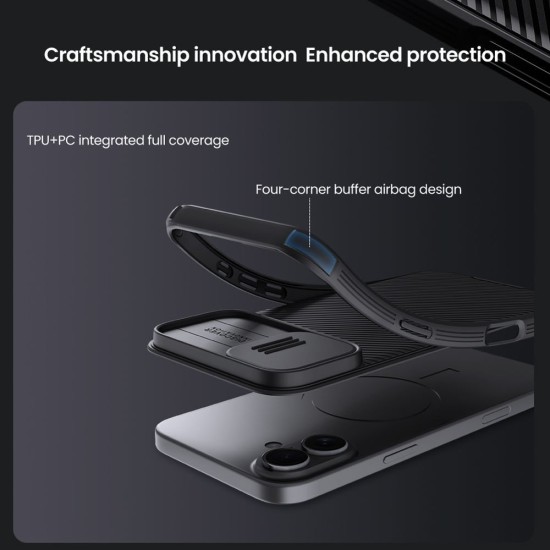 Husa Nillkin CamShield PRO pentru iPhone 16, Neagra Husa Nillkin CamShield PRO pentru iPhone 16, Neagra (Bakr, 57983122085) by www.silkase.ro