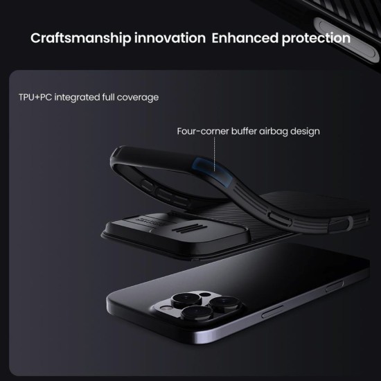 Husa Nillkin CamShield PRO Magnetică (MagSafe) pentru iPhone 16 Pro, Neagra Husa Nillkin CamShield PRO Magnetică (MagSafe) pentru iPhone 16 Pro, Neagra (Bakr, 57983122103) by www.silkase.ro