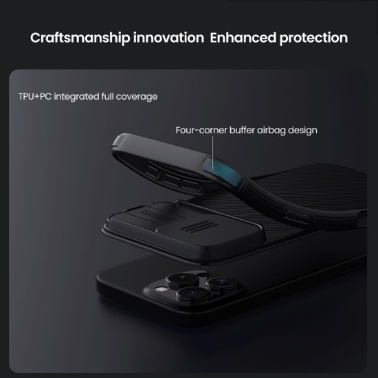 Husa Nillkin CamShield PRO Magnetic pentru Apple iPhone 16 Pro Max, Black (Bakr, 57983122105) by www.silkase.ro
