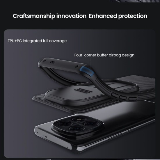 Husa Nillkin CamShield PRO pentru Xiaomi Redmi Note 14 Pro 5G / Poco X7 5G, Verde Închis (Bakr, 57983124943) by www.silkase.ro