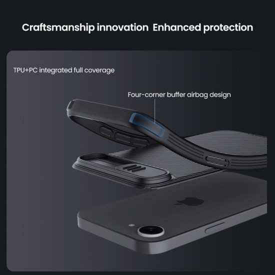 Husa Nillkin CamShield PRO pentru iPhone 16e, Neagra Husa Nillkin CamShield PRO pentru iPhone 16e, Neagra (Bakr, 57983125242) by www.silkase.ro