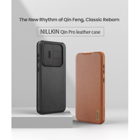 Husa Nillkin Qin Book PRO (Piele) pentru Samsung Galaxy A56 5G, Neagra (Bakr, 57983125524) by www.silkase.ro