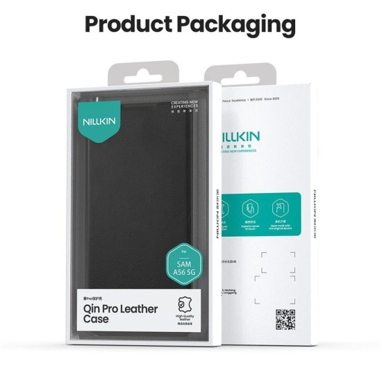 Husa Nillkin Qin Book PRO (Piele) pentru Samsung Galaxy A56 5G, Neagra (Bakr, 57983125524) by www.silkase.ro