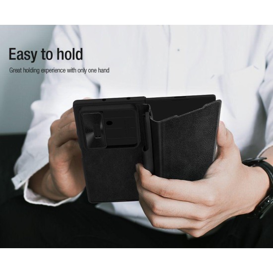 Husa Nillkin Qin Book PRO (Piele, Suport S Pen) pentru Samsung Galaxy Z Fold 7, Neagra (Bakr, 57983126247) by www.silkase.ro