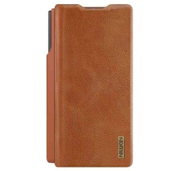 Husa Nillkin Qin Book PRO (Piele, Suport S Pen) pentru Samsung Galaxy Z Fold 7, Maro Husa Nillkin Qin Book PRO (Piele, Suport S Pen) pentru Samsung Galaxy Z Fold 7, Maro