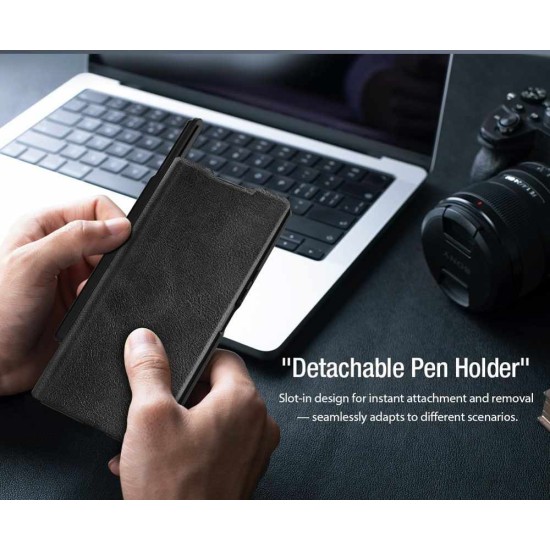 Husa Nillkin Qin Book PRO (Piele, Suport S Pen) pentru Samsung Galaxy Z Fold 7, Maro (Bakr, 57983126248) by www.silkase.ro