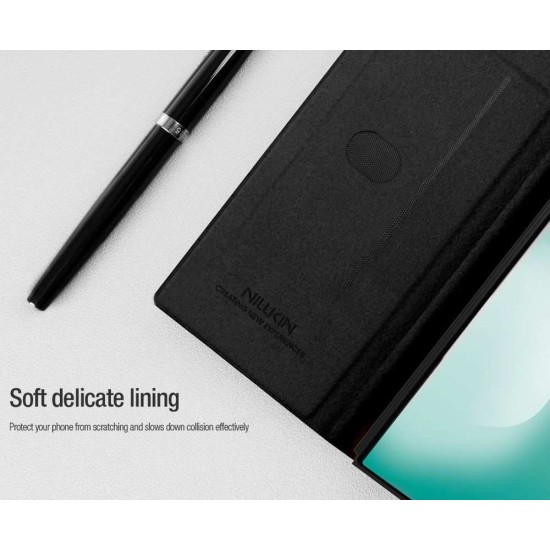 Husa Nillkin Qin Book PRO (Piele, Suport S Pen) pentru Samsung Galaxy Z Fold 7, Maro (Bakr, 57983126248) by www.silkase.ro