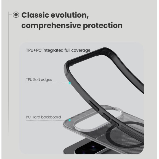 Husa Nillkin Super Frosted PRO Magnetică (MagSafe) pentru Google Pixel 10 Pro XL, Transparentă (Negru) (Bakr, 57983128455) by www.silkase.ro