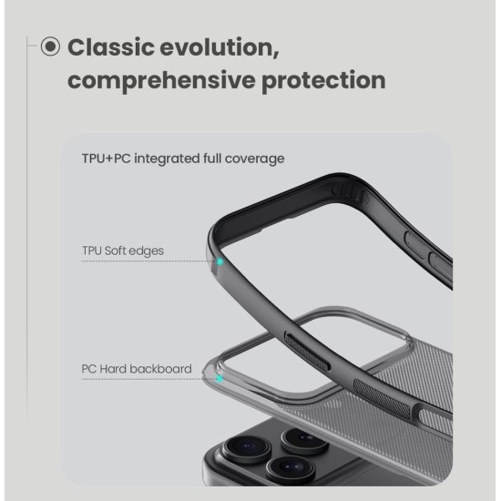 Husa Nillkin Super Frosted PRO pentru Apple iPhone 17 Pro, Transparentă (Negru) Husa Nillkin Super Frosted PRO pentru Apple iPhone 17 Pro, Transparentă (Negru) (Bakr, 57983127600) by www.silkase.ro
