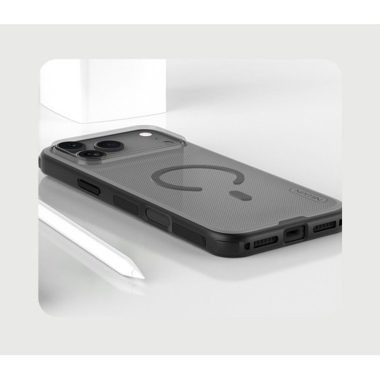 Husa Nillkin Super Frosted PRO Magnetică (MagSafe) pentru Apple iPhone 17 Pro Max, Transparentă (Negru) Husa Nillkin Super Frosted PRO Magnetică (MagSafe) pentru Apple iPhone 17 Pro Max, Transparentă (Negru) (Bakr, 57983127619) by www.silkase.ro