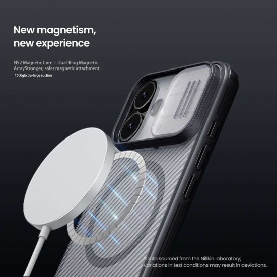 Husa Nillkin CamShield PRO Magnetică (MagSafe) pentru iPhone 17, Transparentă (Negru) (Bakr, 57983127576) by www.silkase.ro
