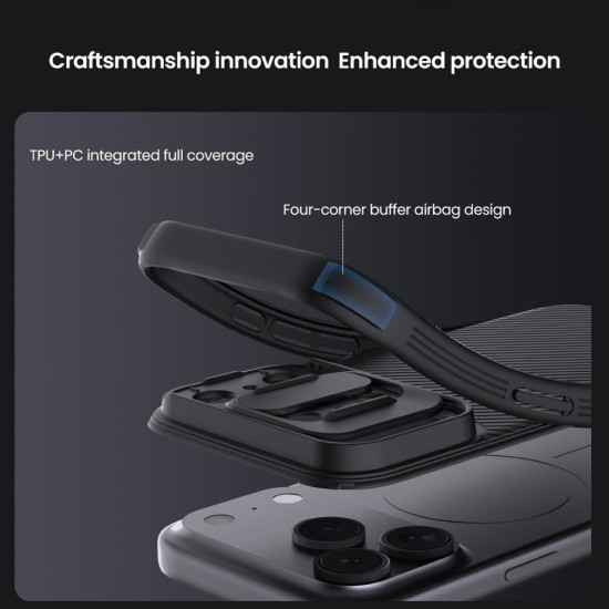 Husa Nillkin CamShield PRO Magnetică (MagSafe) pentru iPhone 17 Pro, Neagra Husa Nillkin CamShield PRO Magnetică (MagSafe) pentru iPhone 17 Pro, Neagra (Bakr, 57983127579) by www.silkase.ro