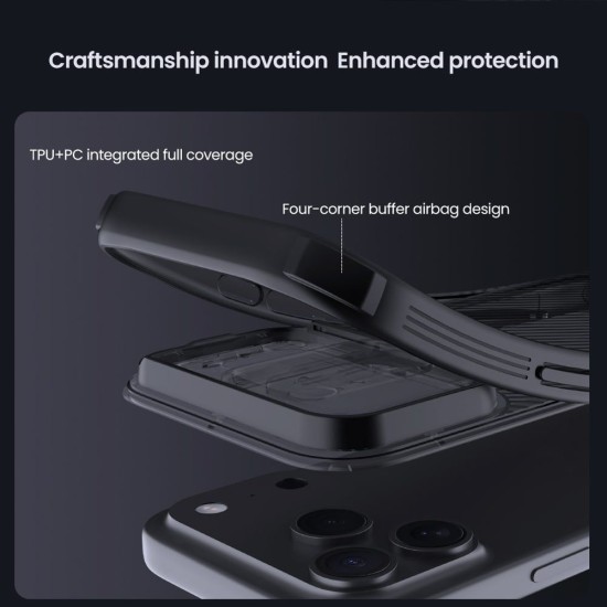 Husa Nillkin CamShield PRO Magnetică (MagSafe) pentru iPhone 17 Pro, Transparentă (Negru) Husa Nillkin CamShield PRO Magnetică (MagSafe) pentru iPhone 17 Pro, Transparentă (Negru) (Bakr, 57983127580) by www.silkase.ro