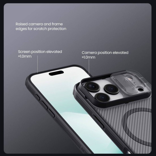 Husa Nillkin CamShield PRO Magnetică (MagSafe) pentru iPhone 17 Pro Max, Transparentă (Negru) Husa Nillkin CamShield PRO Magnetică (MagSafe) pentru iPhone 17 Pro Max, Transparentă (Negru) (Bakr, 57983127582) by www.silkase.ro