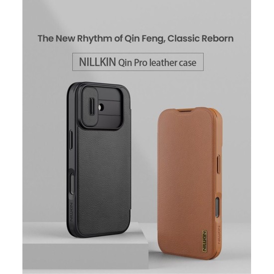 Husa Nillkin Qin Book PRO (Piele) pentru Apple iPhone 17, Neagra (Bakr, 57983127542) by www.silkase.ro