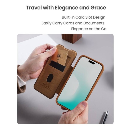 Husa Nillkin Qin Book PRO (Piele) pentru Apple iPhone 17, Neagra (Bakr, 57983127542) by www.silkase.ro