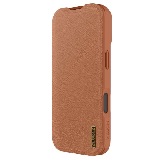 Husa Nillkin Qin Book PRO (Piele) pentru Apple iPhone 17, Maro (Bakr, 57983127543) by www.silkase.ro