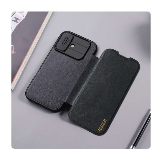 Husa Nillkin Qin Book PRO (Piele) pentru Apple iPhone 17, Maro (Bakr, 57983127543) by www.silkase.ro