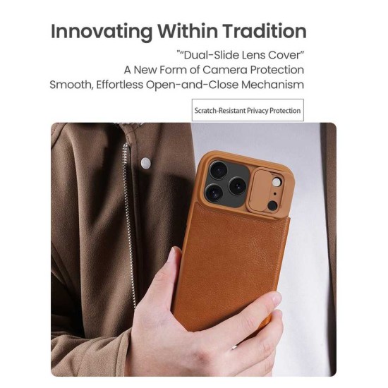 Husa Nillkin Qin Book PRO (Piele) pentru Apple iPhone 17 Pro Max, Maro Husa Nillkin Qin Book PRO (Piele) pentru Apple iPhone 17 Pro Max, Maro (Bakr, 57983127549) by www.silkase.ro