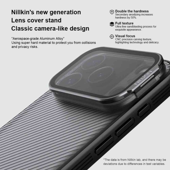 Husa Nillkin CamShield Prop (Stand Cameră) pentru iPhone 17 Pro, Transparentă (Negru) (Bakr, 57983127587) by www.silkase.ro