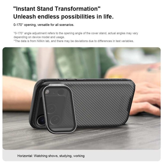 Husa Nillkin CamShield Prop (Stand Cameră) pentru iPhone 17 Pro, Transparentă (Negru) (Bakr, 57983127587) by www.silkase.ro