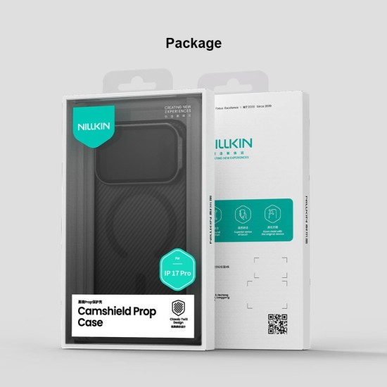 Husa Nillkin CamShield Prop (Stand Cameră) pentru iPhone 17 Pro, Transparentă (Negru) (Bakr, 57983127587) by www.silkase.ro