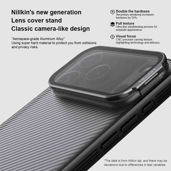 Husa Nillkin CamShield Prop (Stand Cameră) pentru iPhone 17 Pro Max, Transparentă (Negru) (Bakr, 57983127589) by www.silkase.ro