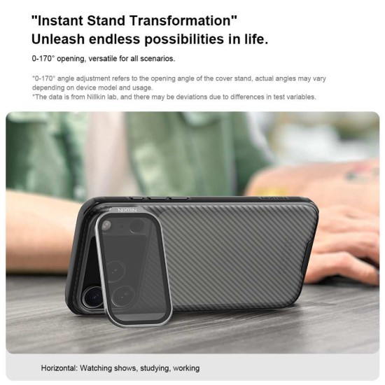Husa Nillkin CamShield Prop (Stand Cameră) pentru iPhone 17 Pro Max, Transparentă (Negru) (Bakr, 57983127589) by www.silkase.ro