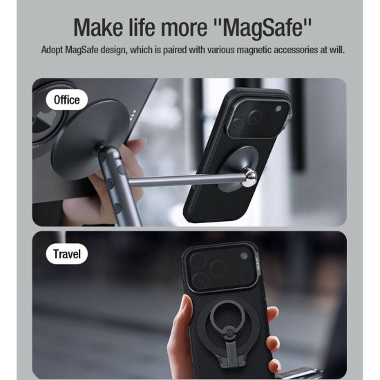 Husa Nillkin CamShield Prop Magnetică (MagSafe) pentru iPhone 17 Pro, Neagra Husa Nillkin CamShield Prop Magnetică (MagSafe) pentru iPhone 17 Pro, Neagra (Bakr, 57983127592) by www.silkase.ro