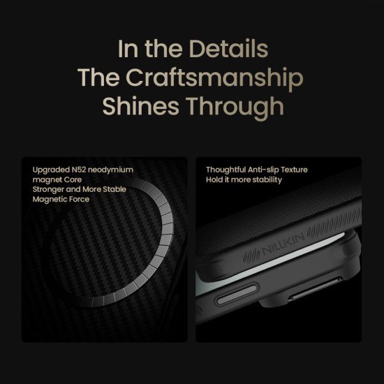 Husa Nillkin CarboProp Aramidă Magnetică (MagSafe) pentru iPhone 17 Pro Max, Neagra (Bakr, 57983127622) by www.silkase.ro