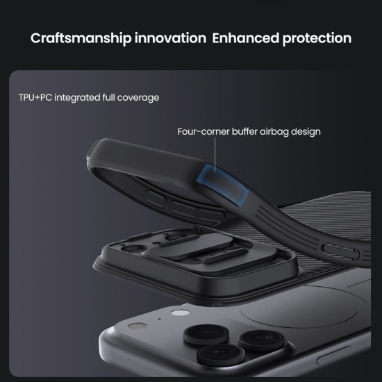Husa Nillkin CamShield PRO pentru iPhone 17 Pro, Verde Închis Husa Nillkin CamShield PRO pentru iPhone 17 Pro, Verde Închis (Bakr, 57983127569) by www.silkase.ro