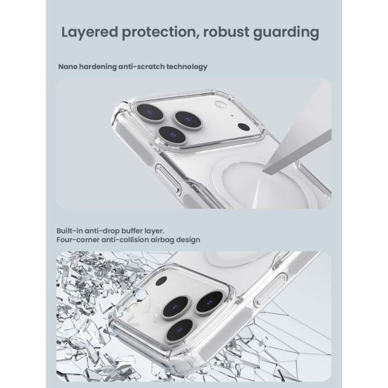 Husa Nillkin Nature TPU PRO Magnetică (MagSafe) pentru Apple iPhone 17 Pro Max, Transparentă (Negru) (Bakr, 57983127785) by www.silkase.ro
