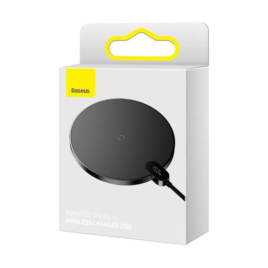 Încărcător Wireless Baseus Digital LED Display Gen 2, 15W, Black (Stylus Pens, CCED000001) by www.silkase.ro
