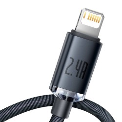 Cablu de Date Baseus Crystal Shine Series USB la Lightning 20W, 1.2m, Black Cablu de Date Baseus Crystal Shine Series USB la Lightning 20W, 1.2m, Black