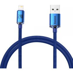 Cablu de Date Baseus Crystal Shine Series USB la Lightning 20W, 1.2m, Blue