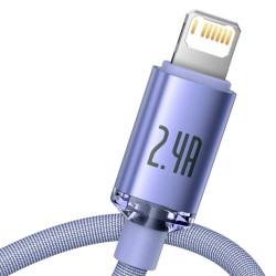 Cablu de Date Baseus Crystal Shine Series, USB la Lightning, 20W, 1.2m, Purple Cablu de Date Baseus Crystal Shine Series, USB la Lightning, 20W, 1.2m, Purple