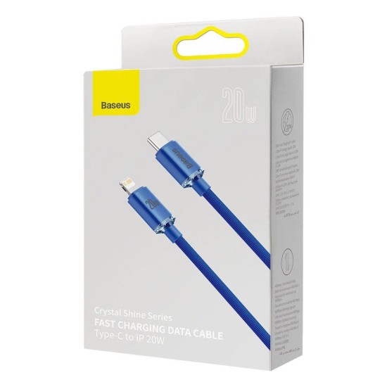 Cablu Date Baseus Crystal Shine Series USB-C la Lightning, 20W, 1.2m, Blue Cablu Date Baseus Crystal Shine Series USB-C la Lightning, 20W, 1.2m, Blue (Bakr, CAJY000203) by www.silkase.ro