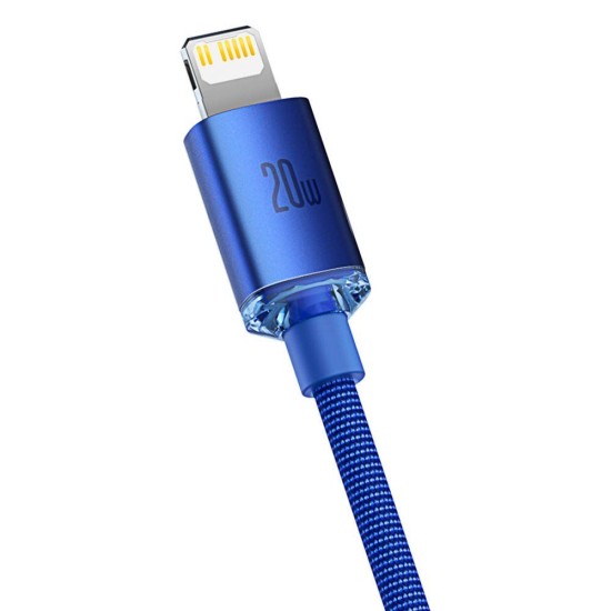 Cablu Date Baseus Crystal Shine Series USB-C la Lightning, 20W, 1.2m, Blue Cablu Date Baseus Crystal Shine Series USB-C la Lightning, 20W, 1.2m, Blue (Bakr, CAJY000203) by www.silkase.ro