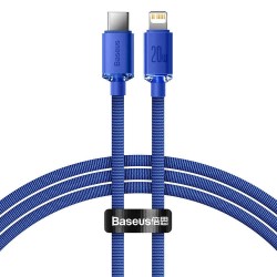 Cablu Date Baseus Crystal Shine Series USB-C la Lightning, 20W, 1.2m, Blue