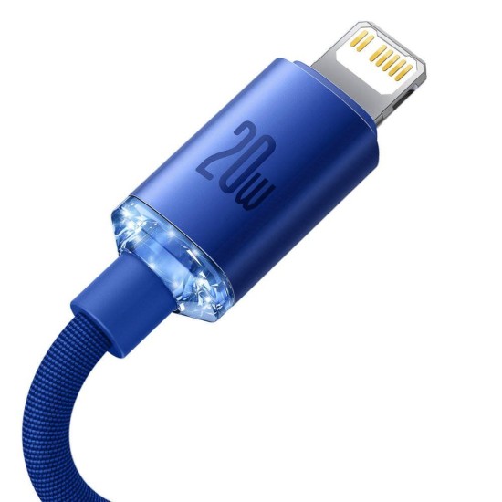 Cablu Date Baseus Crystal Shine Series USB-C la Lightning, 20W, 1.2m, Blue Cablu Date Baseus Crystal Shine Series USB-C la Lightning, 20W, 1.2m, Blue (Bakr, CAJY000203) by www.silkase.ro
