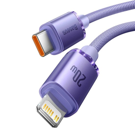 Cablu de Date Baseus Crystal Shine Series USB-C la Lightning, 20W, 1.2m, Purple Cablu de Date Baseus Crystal Shine Series USB-C la Lightning, 20W, 1.2m, Purple (Cabluri Telefon, CAJY000205) by www.silkase.ro