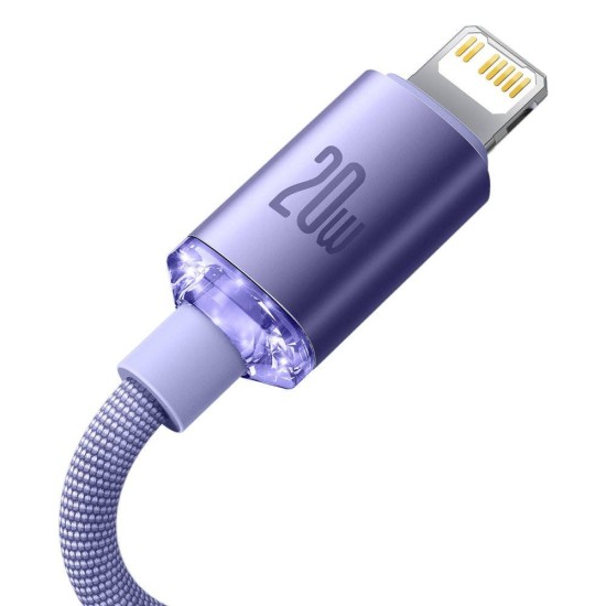 Cablu de Date Baseus Crystal Shine Series USB-C la Lightning, 20W, 1.2m, Purple Cablu de Date Baseus Crystal Shine Series USB-C la Lightning, 20W, 1.2m, Purple (Cabluri Telefon, CAJY000205) by www.silkase.ro