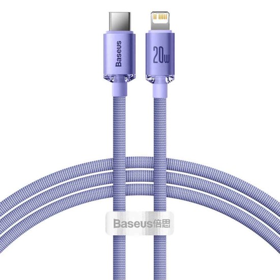 Cablu de Date Baseus Crystal Shine Series USB-C la Lightning, 20W, 1.2m, Purple Cablu de Date Baseus Crystal Shine Series USB-C la Lightning, 20W, 1.2m, Purple (Cabluri Telefon, CAJY000205) by www.silkase.ro